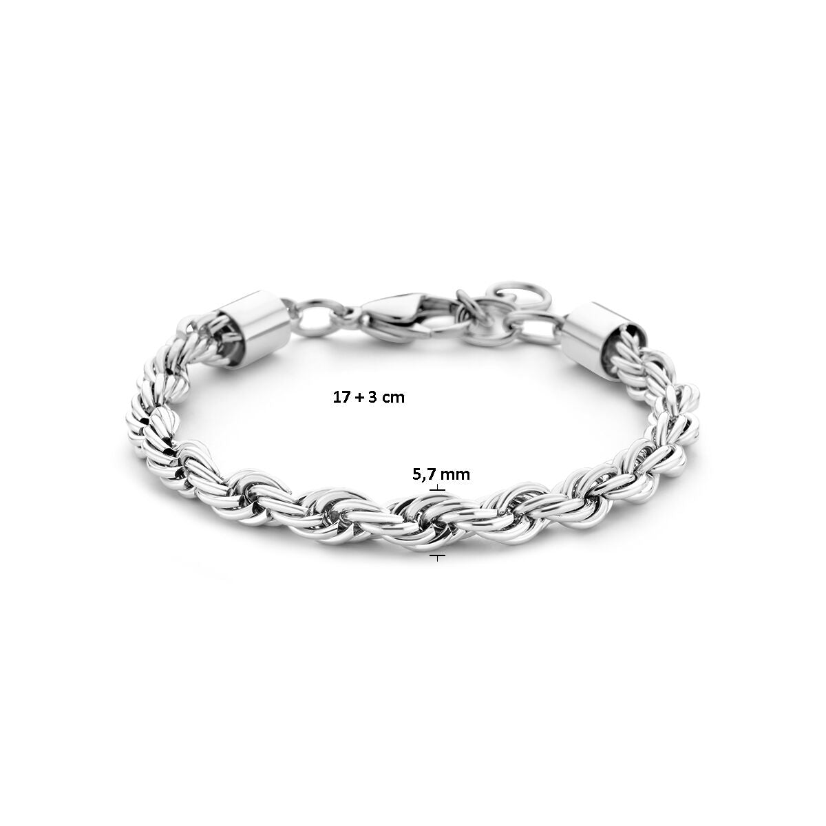 Armbandschnur 5,7 mm 17 + 3 cm Edelstahl
