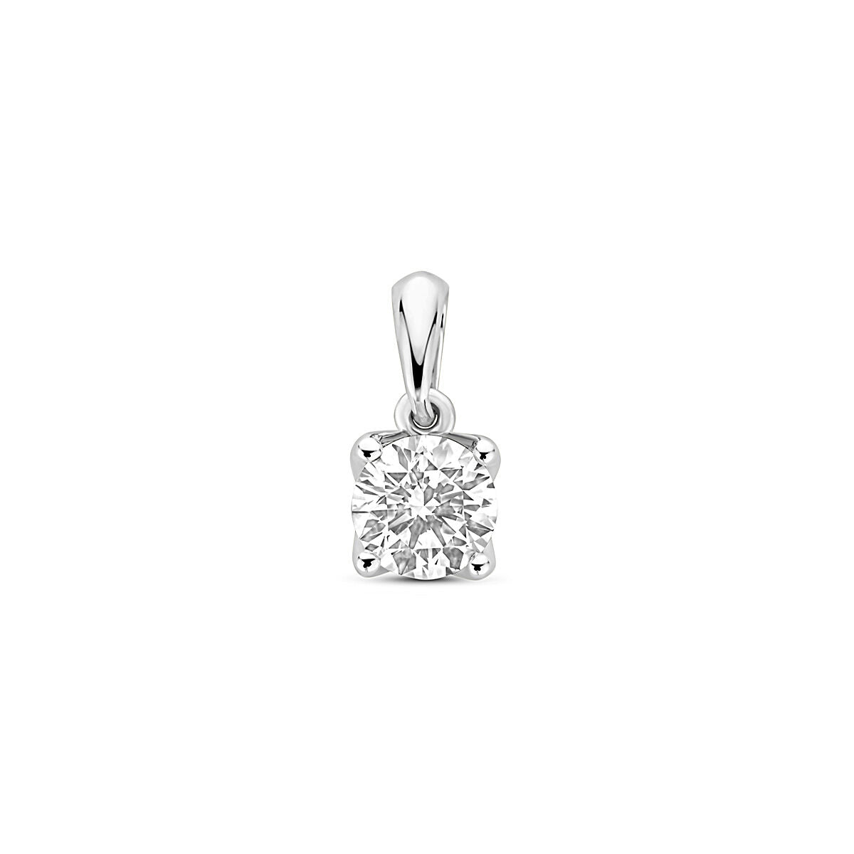 Hänger mit 0,50 ct lab-grown Diamant in 14K Weißgold, quadratische Form mit vier Krappen.