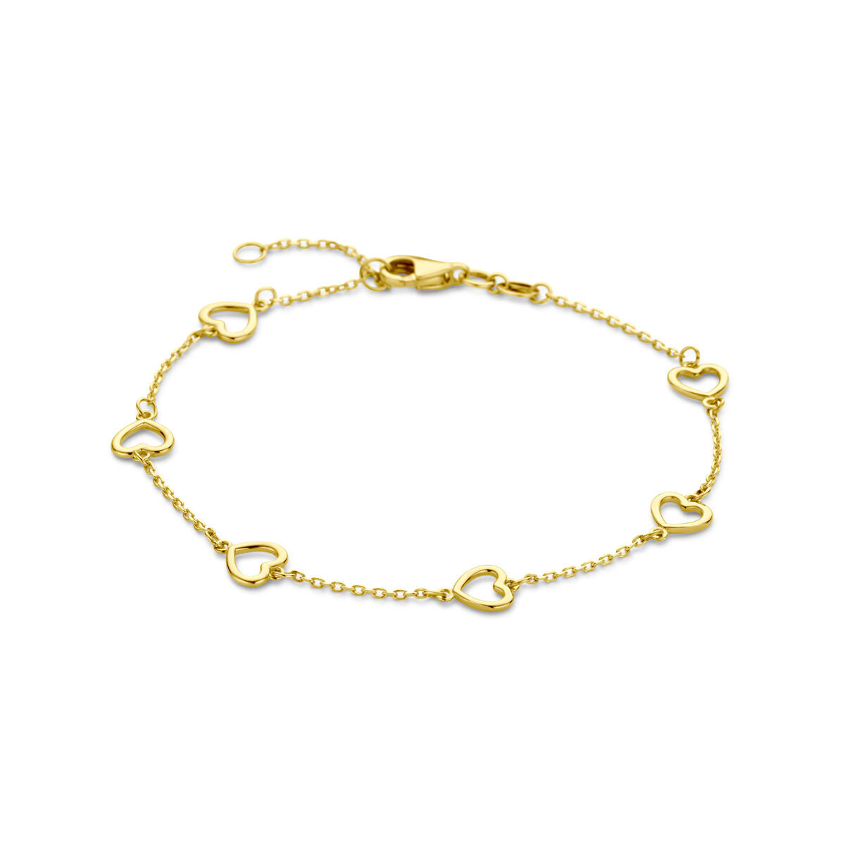 Armband aus 14K Gold mit herzförmigen Elementen und Karabinerverschluss