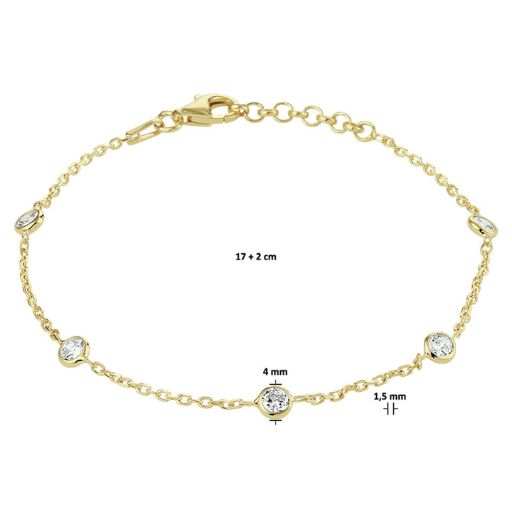 Armband Zirkonia 17 + 2 cm 3 Micron Silber vergoldet (gelb)
