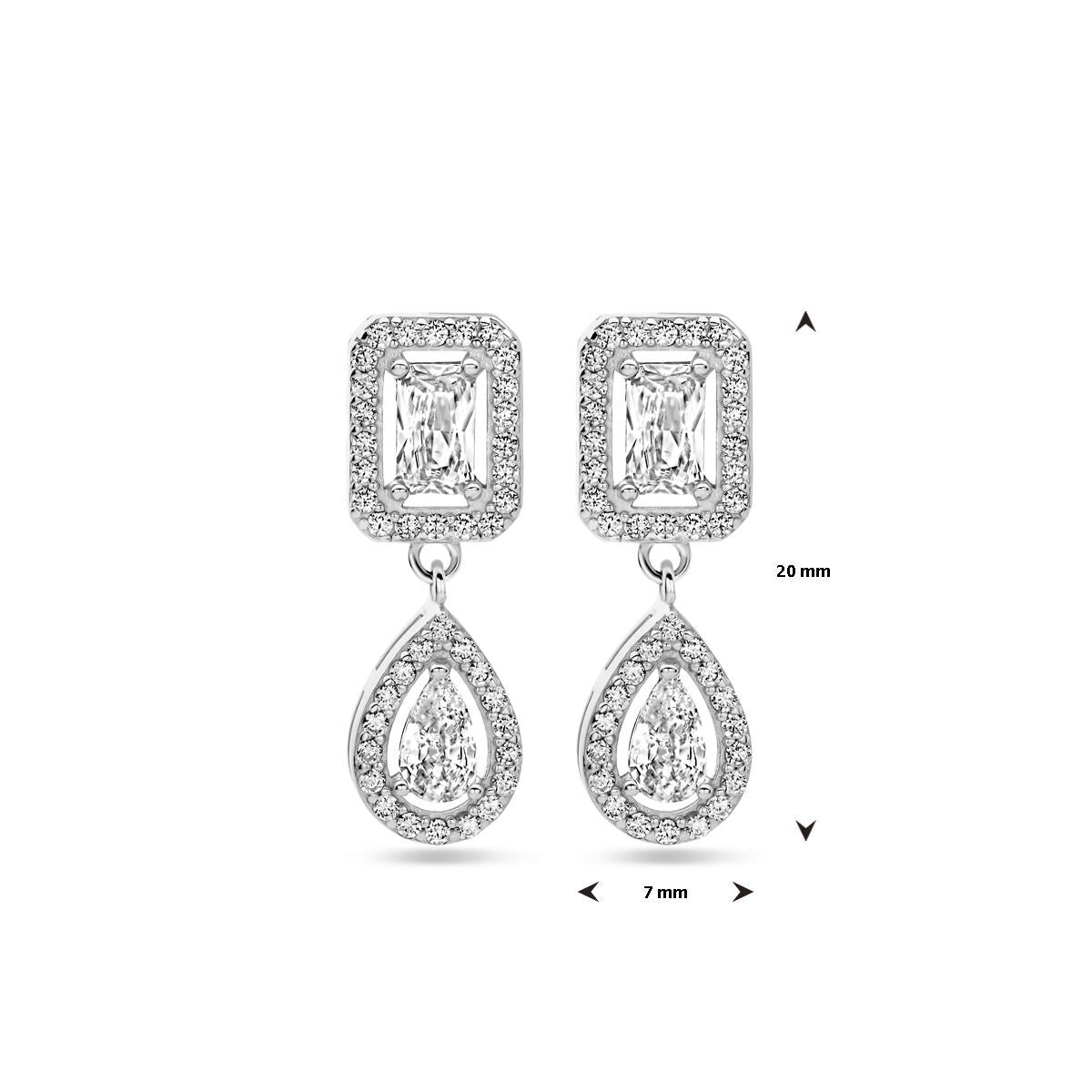 Ohrhänger Zirkonia 20 mm rhodiniertes Silber