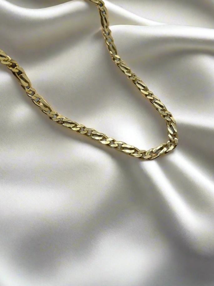 Vintage Collier aus 14K Gold mit flachen Gourmette-Gliedern, 45 cm lang, 22 g schwer