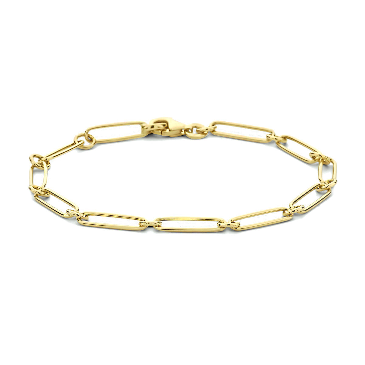 Goldenes Damenarmband aus 14K mit flachen Paperclip-Gliedern