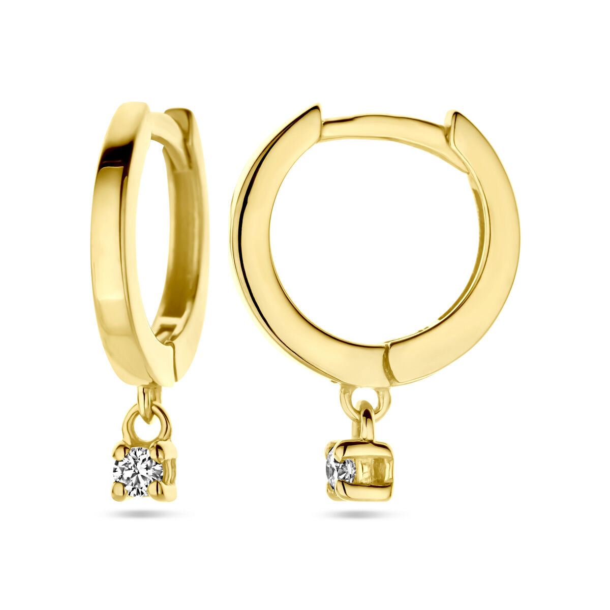 Klappcreole Diamant 0,06ct (2x 0,03ct) H SI 16 mm 14K Gelbgold