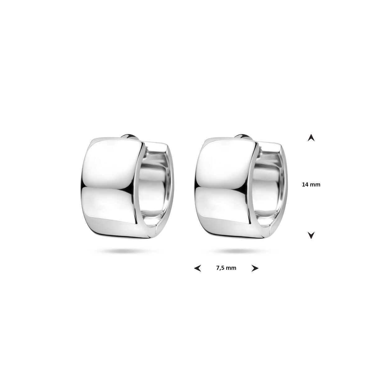 Klappcreolen 14 mm Silber rhodiniert