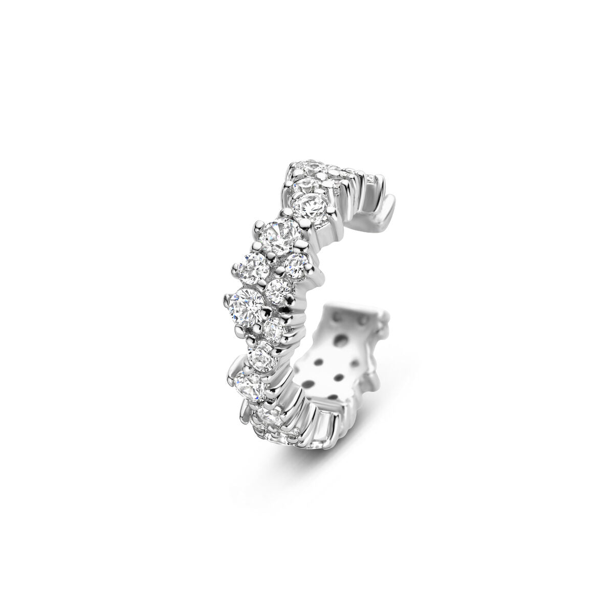 Zilberner Ear Cuff mit Zirkonia, 925 rhodiniert, mit funkelnden Steinen in verschiedenen Größen