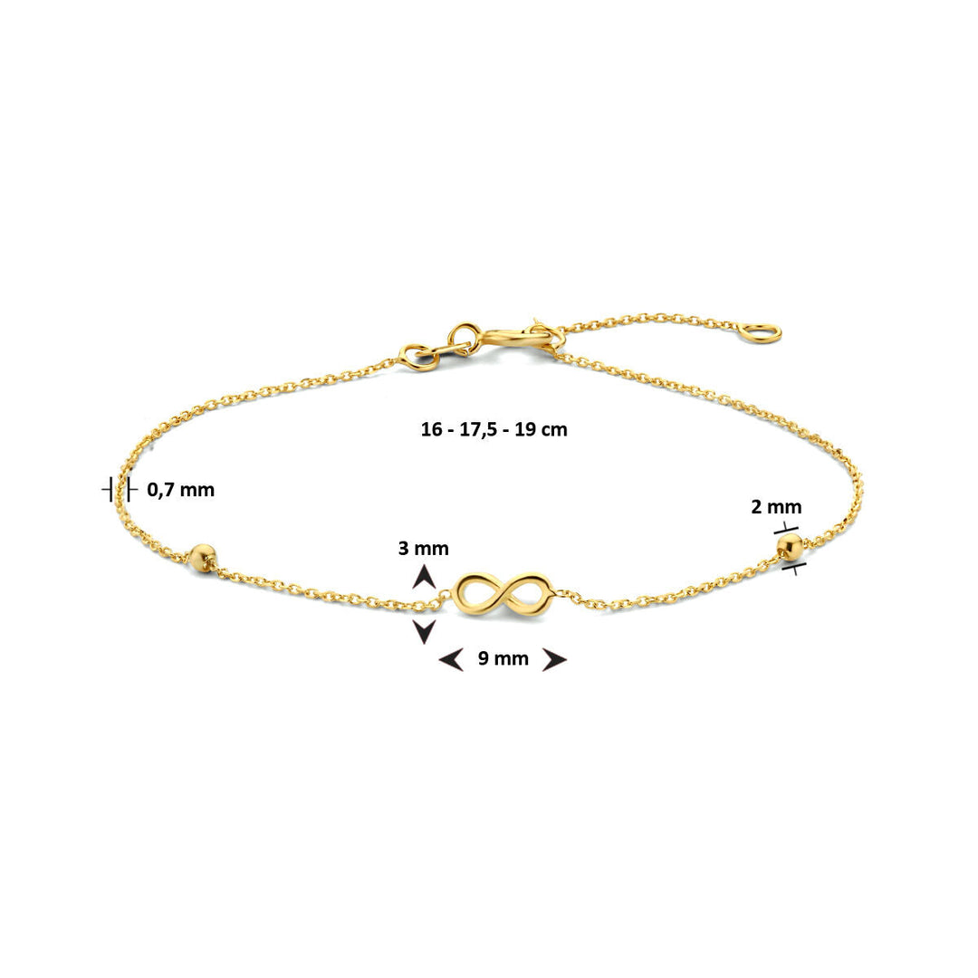 Goldarmband Damen Unendlichkeit und Kugeln 14K