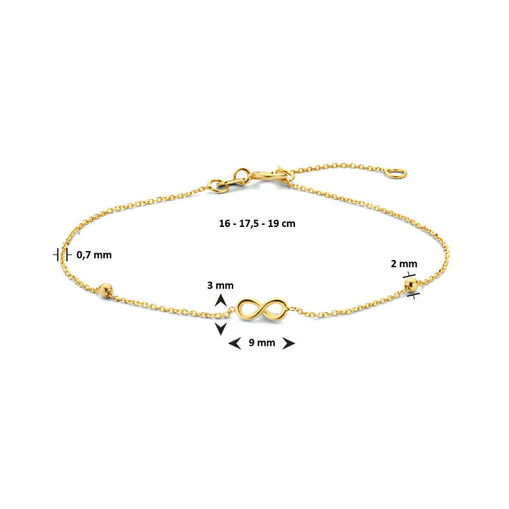 Goldarmband Damen Unendlichkeit und Kugeln 14K