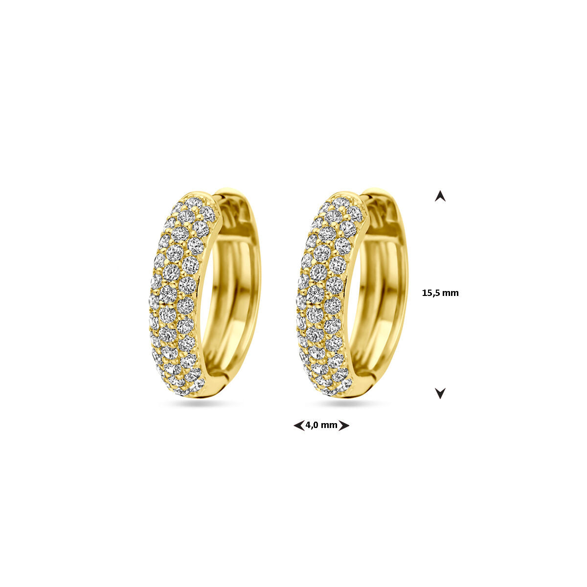 Klappcreolen Zirkonia 15,5 mm 1 Mikron silbervergoldet (gelb)