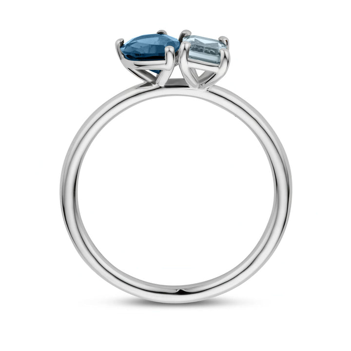 Ring himmelblauer Topas und London Blue Topas 14K Weißgold