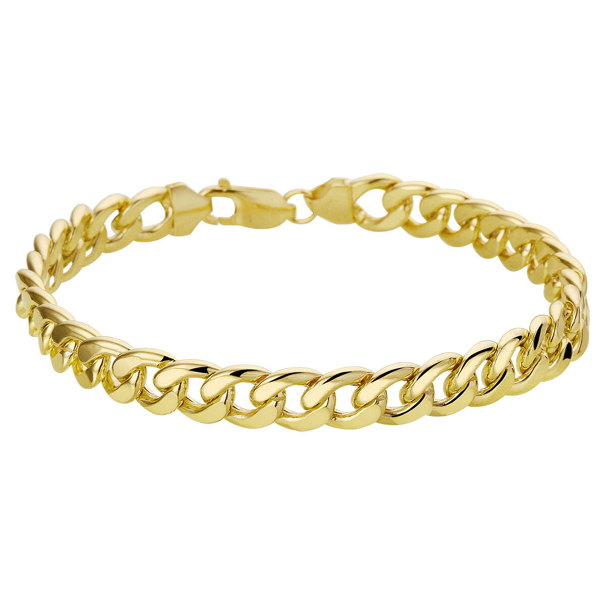 Gelbgoldene Armband mit Gourmette-Schaltung, 22,5 cm lang, mit 8 mm großen Gliedern