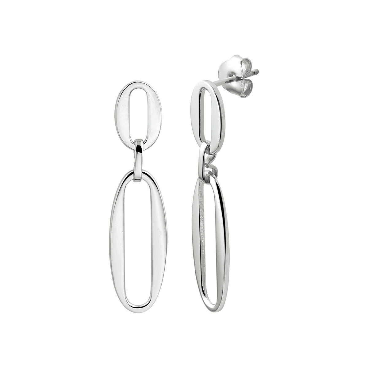 Ohrhänger aus rhodiniertem Silber in Paperclip-Form mit ovalen Elementen