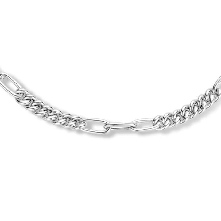 Kombination Halskette Gourmette und Büroklammer Rundrohr 6,8 mm 45 cm Silber rhodiniert