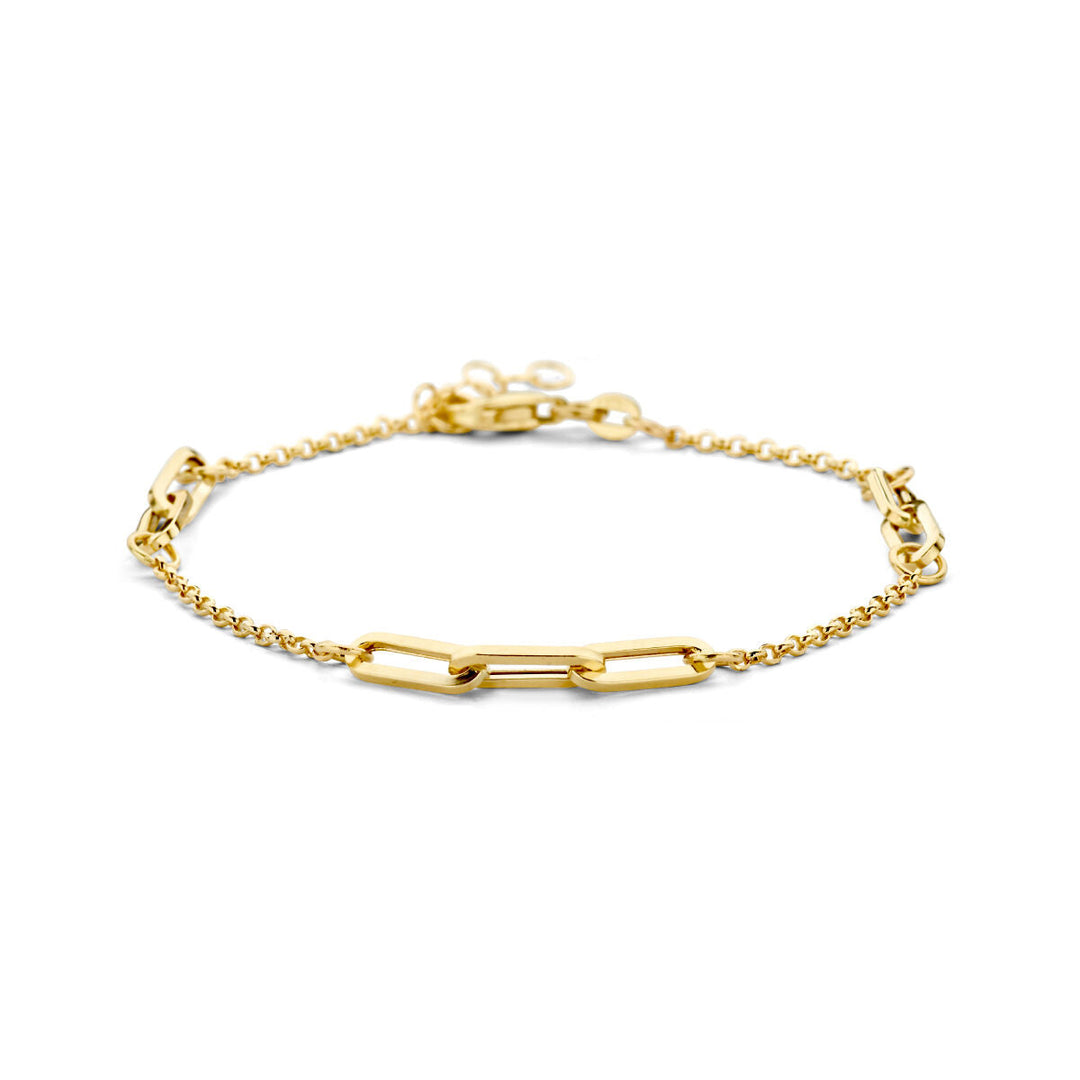 Goldarmband Damen Jasseron und Büroklammer 14K