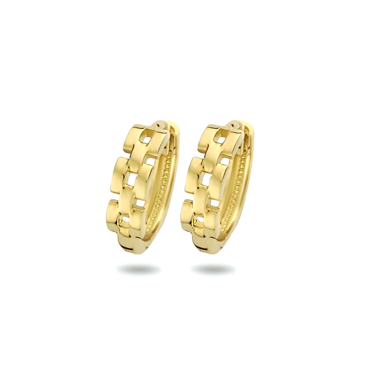 Klapp-Ohrringe im Schakelmotief aus 14K Gelbgold