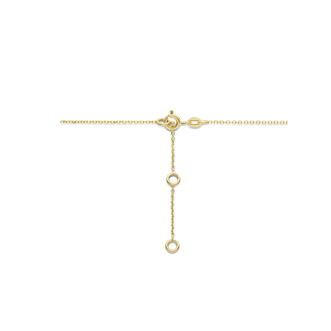 Gold-Damenhalskette London Blauer und blauer Topas und Kreise 14K
