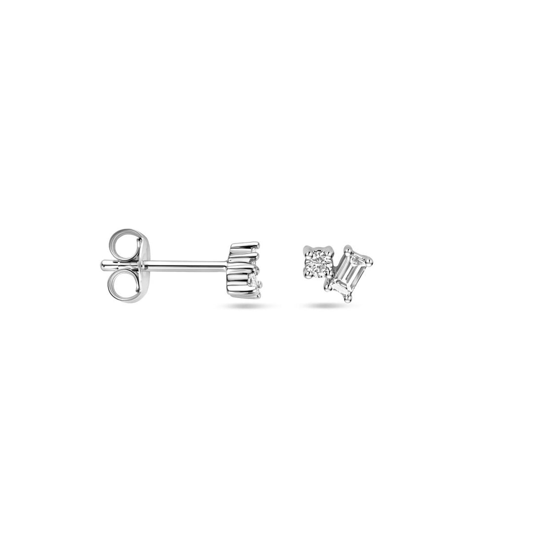 oorknoppen diamant 0.2ct (2x 0.1ct) h si 4 mm 14K witgoud