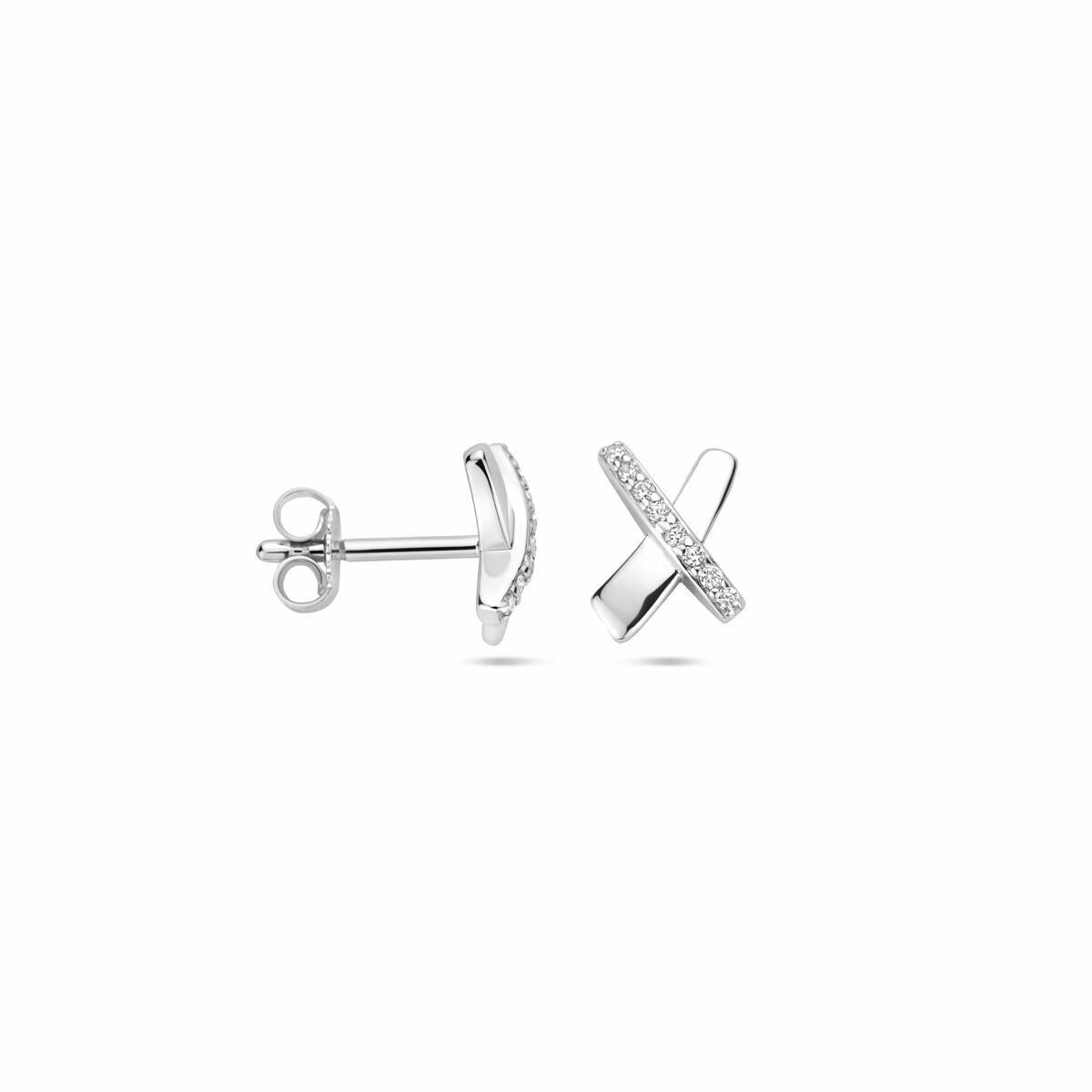 Ohrstecker Zirkonia 9 mm Silber rhodiniert