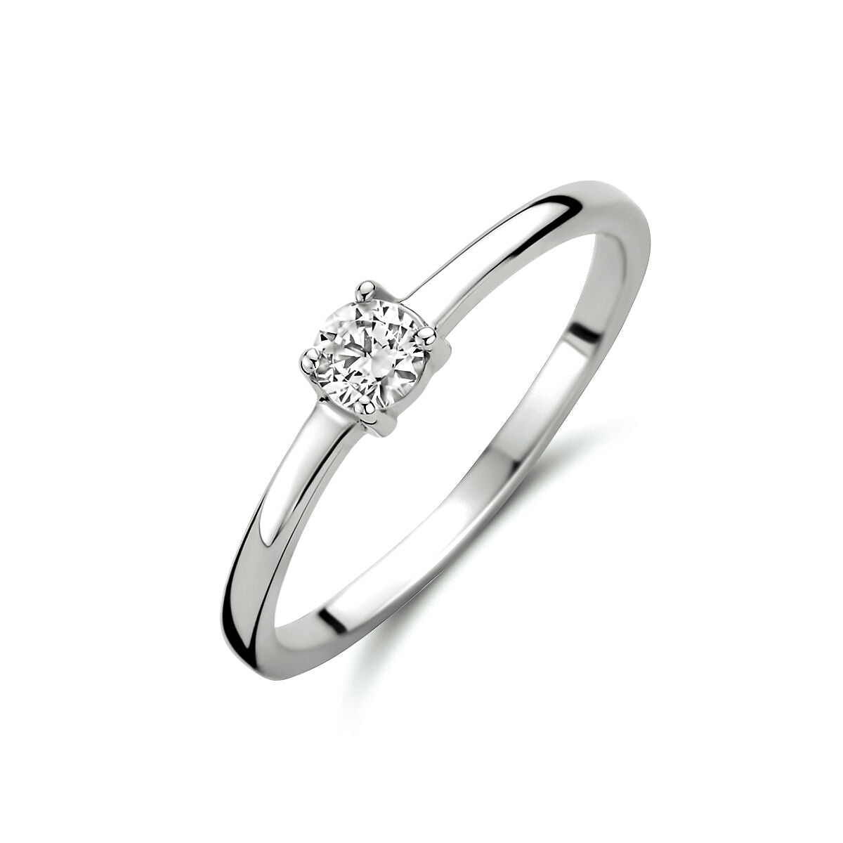 Ring aus 14K Weißgold mit quadratischem Zirkonia-Stein in der Mitte