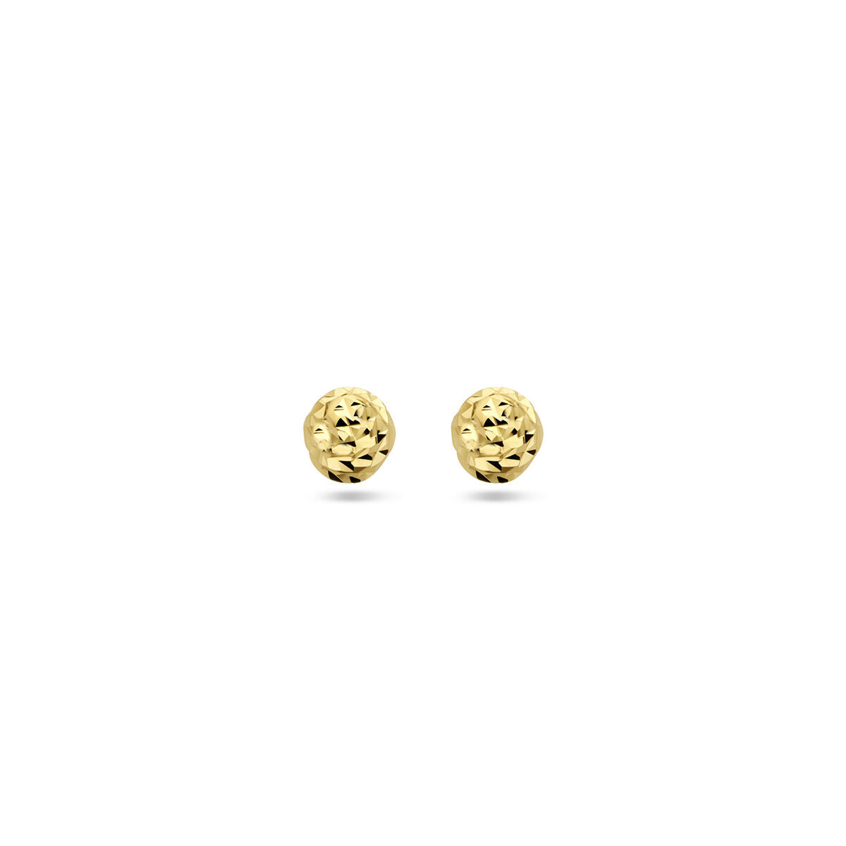 Ohrstecker aus 14K Gelbgold mit gediamantierter, kugelförmiger Oberfläche