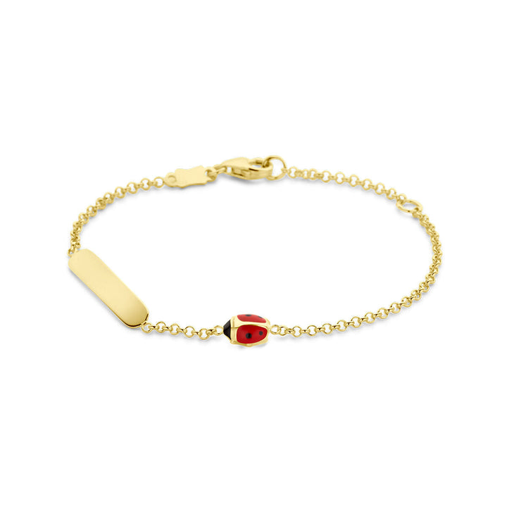 Babyarmband Gold Marienkäferplatte 3,5 mm 14K