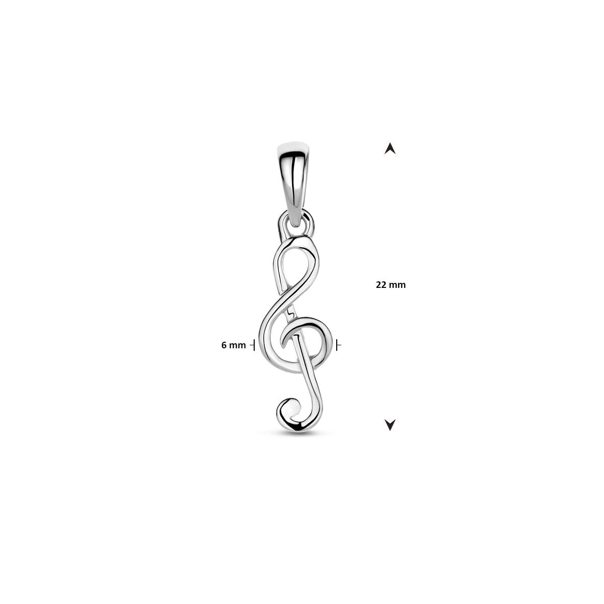 Anhänger Musiknote 22 mm rhodiniertes Silber