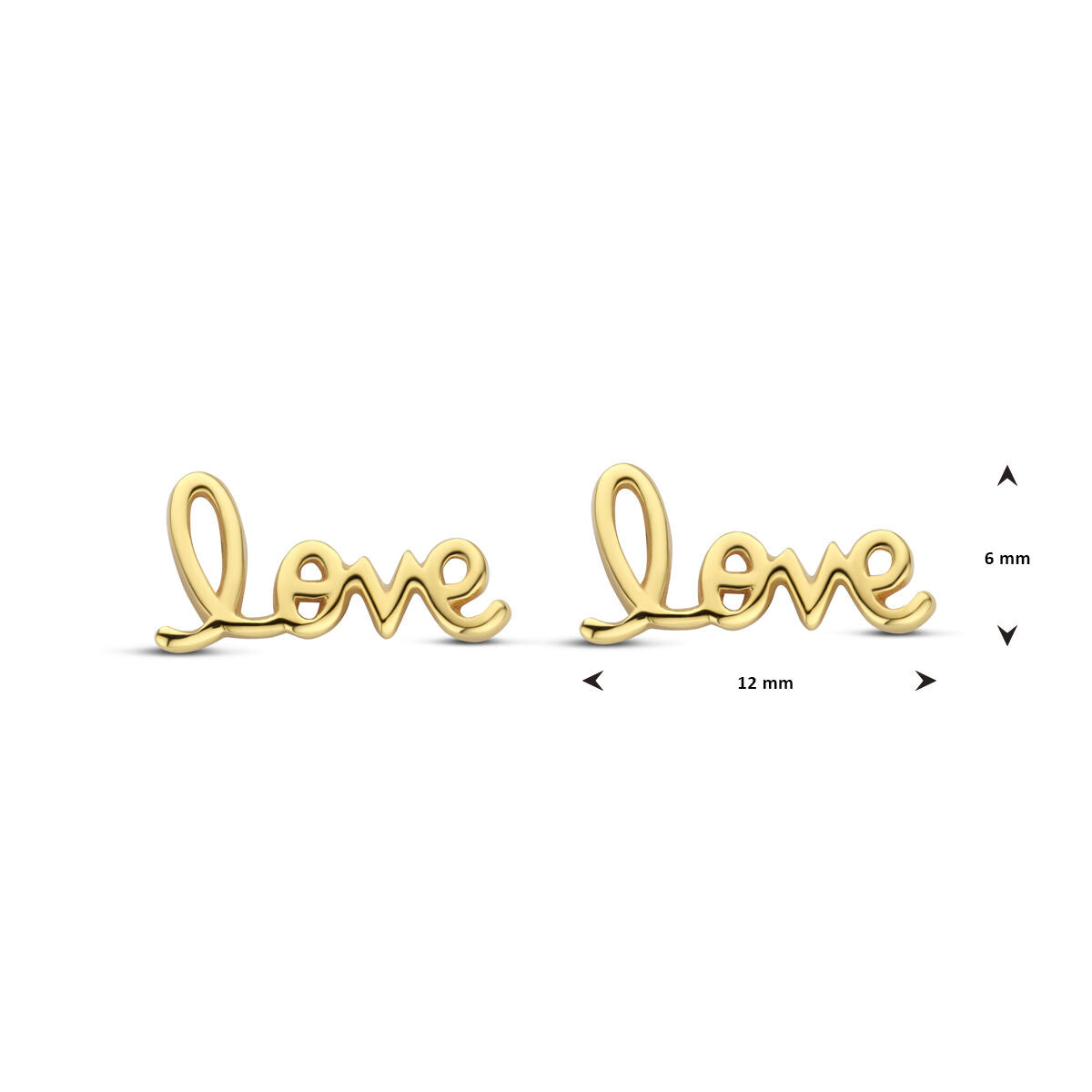Ohrstecker Love 6 mm 1 Mikron vergoldet (gelb)