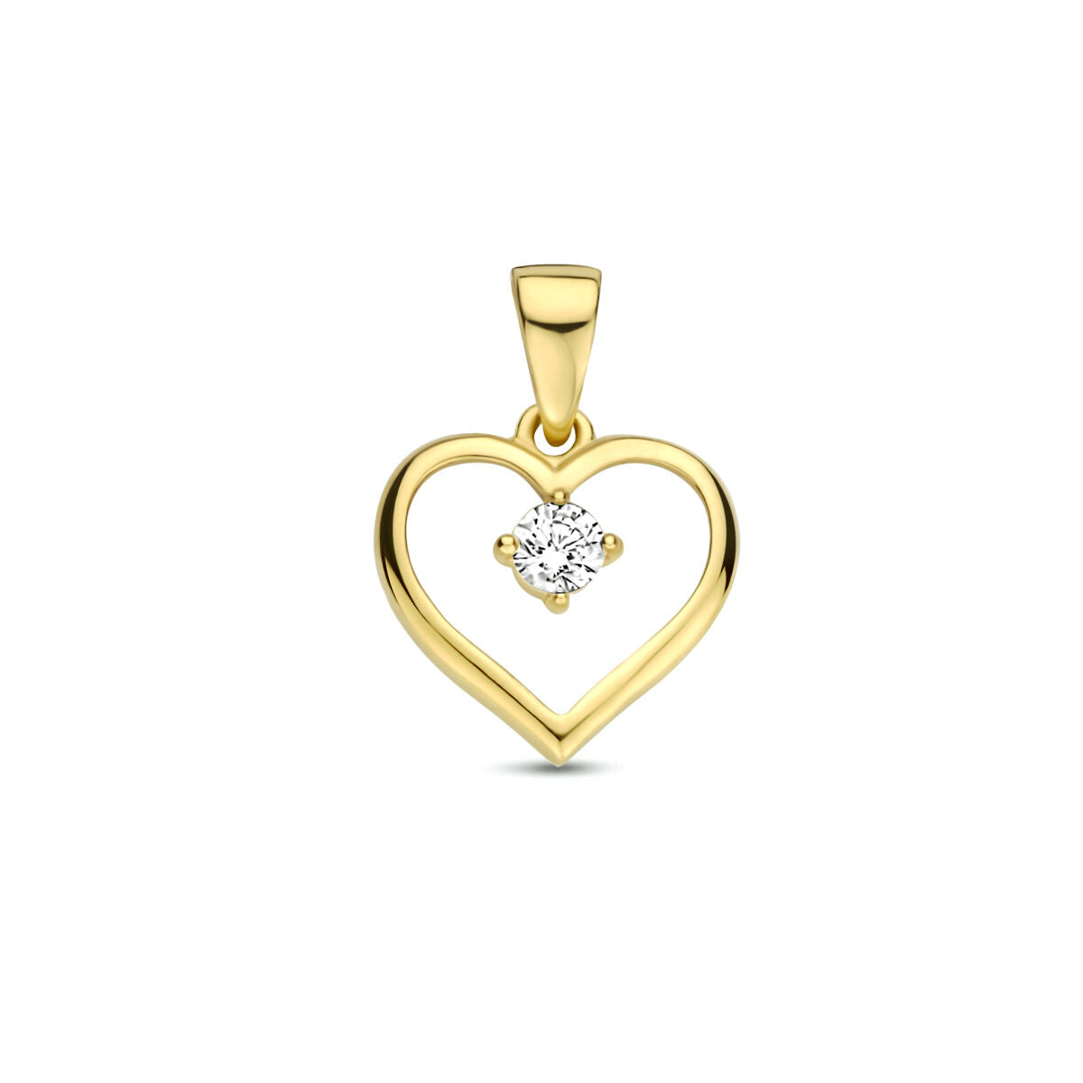 Hänger in Herzform aus 14K Gelbgold mit einem Zirkonia in der Mitte