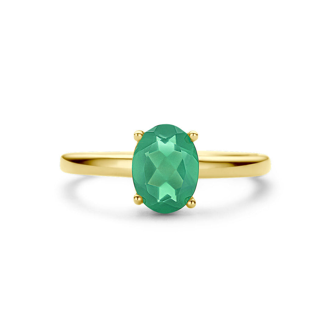Ring grüner Achat 14K Gelbgold