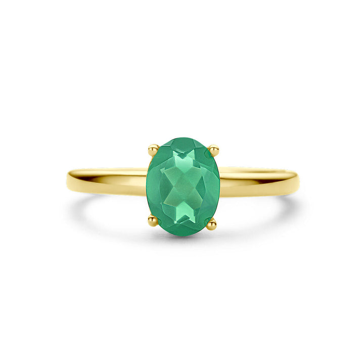 Ring grüner Achat 14K Gelbgold