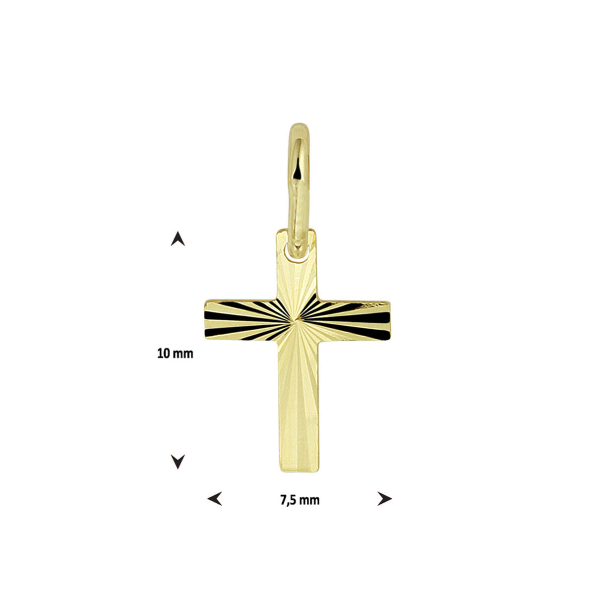 Hänger in Form eines Kreuzes aus massivem 14K Gelbgold mit strukturiertem Design