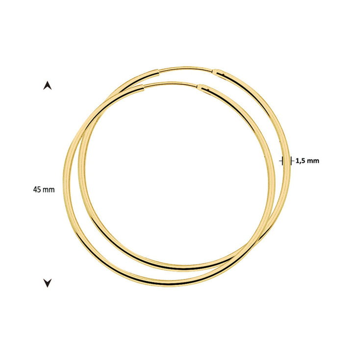 Ohrringe Rundrohr 1,5 mm 1 Mikron Silber vergoldet (gelb)