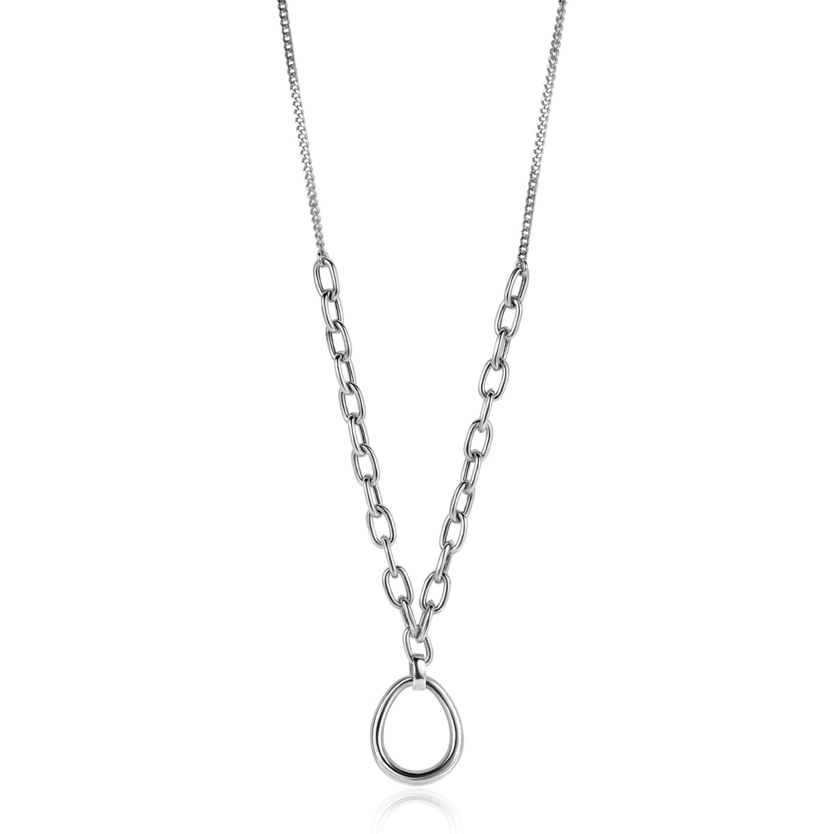 Kette aus Silber mit ovalem Anhänger und einer Kombination aus Glieder- und Schlangenkette