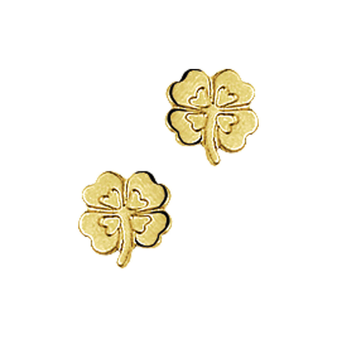 Ohrstecker Klee Poly/matt 14K Gelbgold