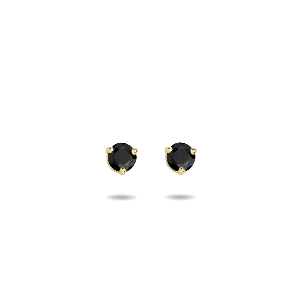 Ohrstecker aus 14K Gelbgold mit schwarzen Zirkonia in runder Form