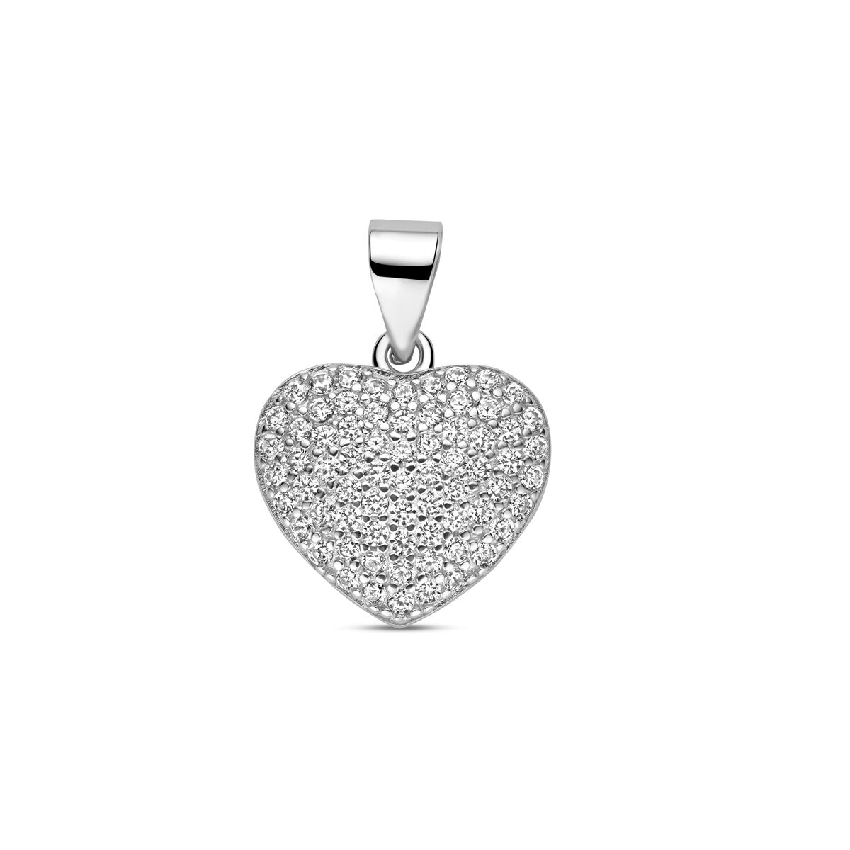 Herzanhänger aus rhodiniertem 925 Silber mit Zirkonia-Besatz