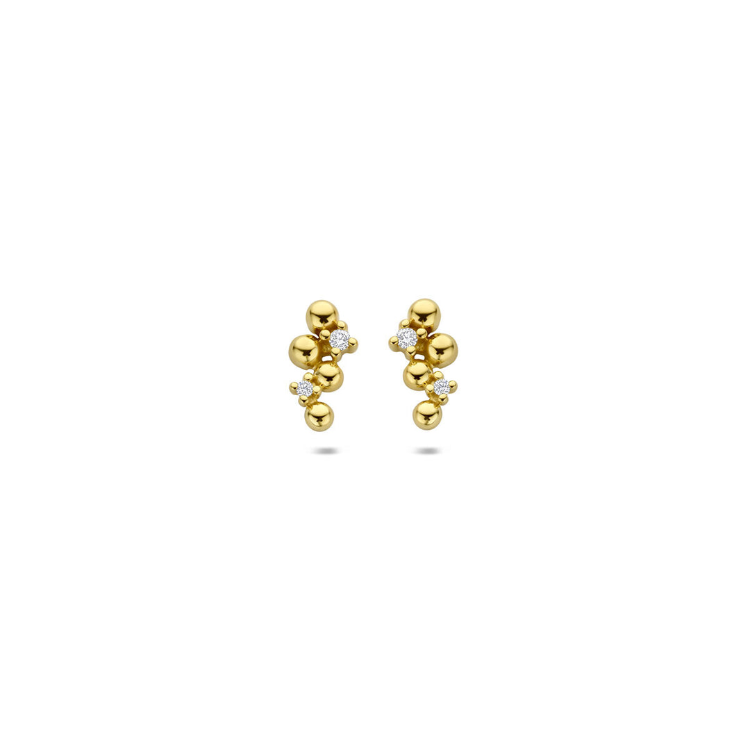 Gouden oorknoppen met diamant – 14k geelgoud