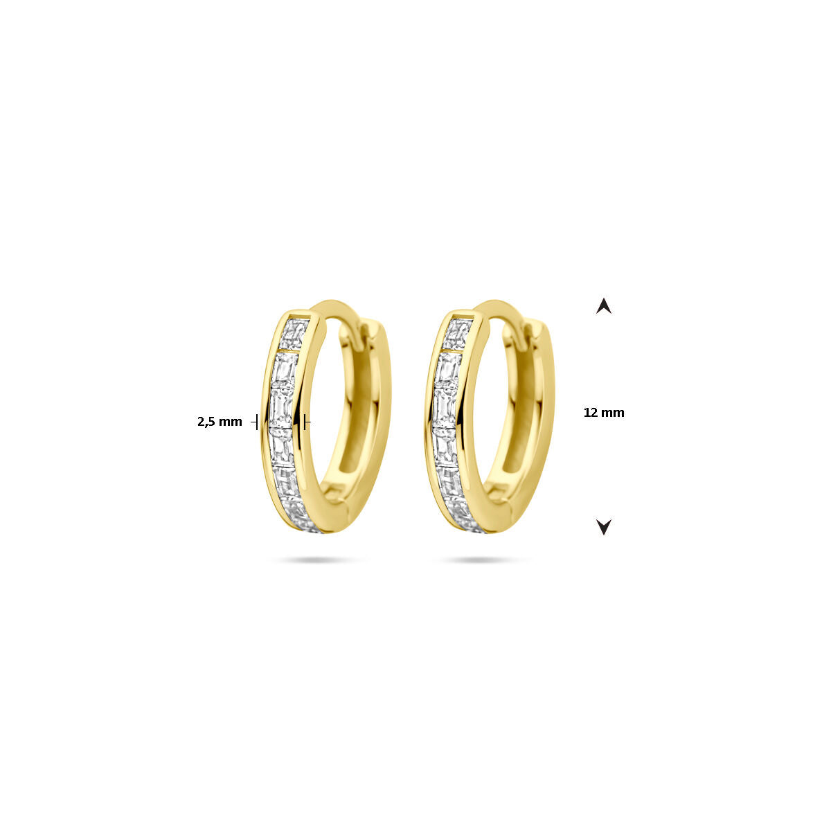Klappohrringe Zirkonia 12 mm 1 Mikron Silber vergoldet (gelb)