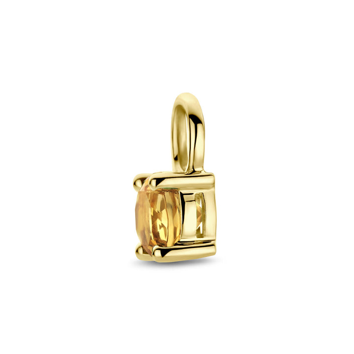 Van der Kooij Collectie oorringhanger citrien per stuk 14K geelgoud: een elegante oorringhanger met ovale gele citrien in vierkanten zetting en afgeronde oog, perfect voor dames sieradencollecties.