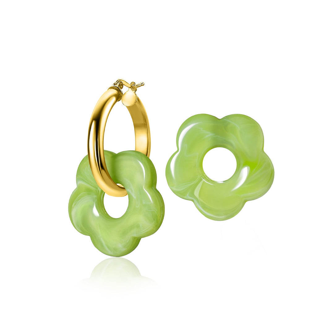 Zinzi oorbedels bloem lichtgroen ZICH2720G