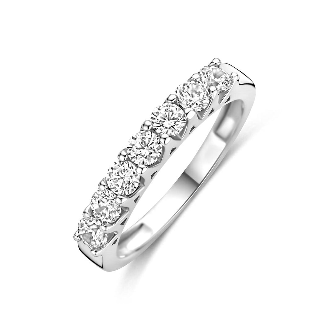 Gerhodineerd zilveren alliance ring met zirkonia