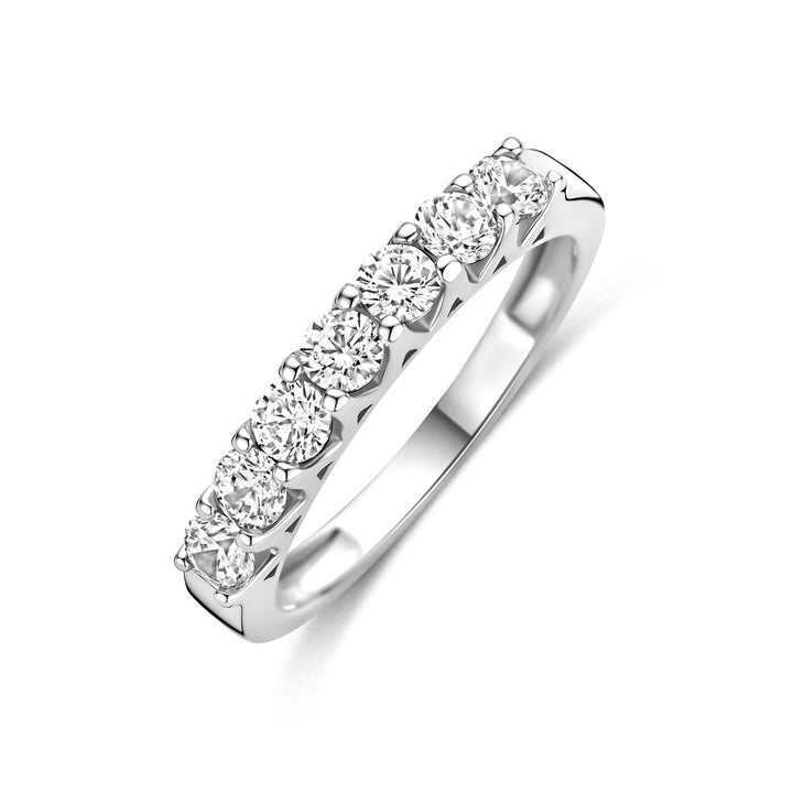 Gerhodineerd zilveren alliance ring met zirkonia