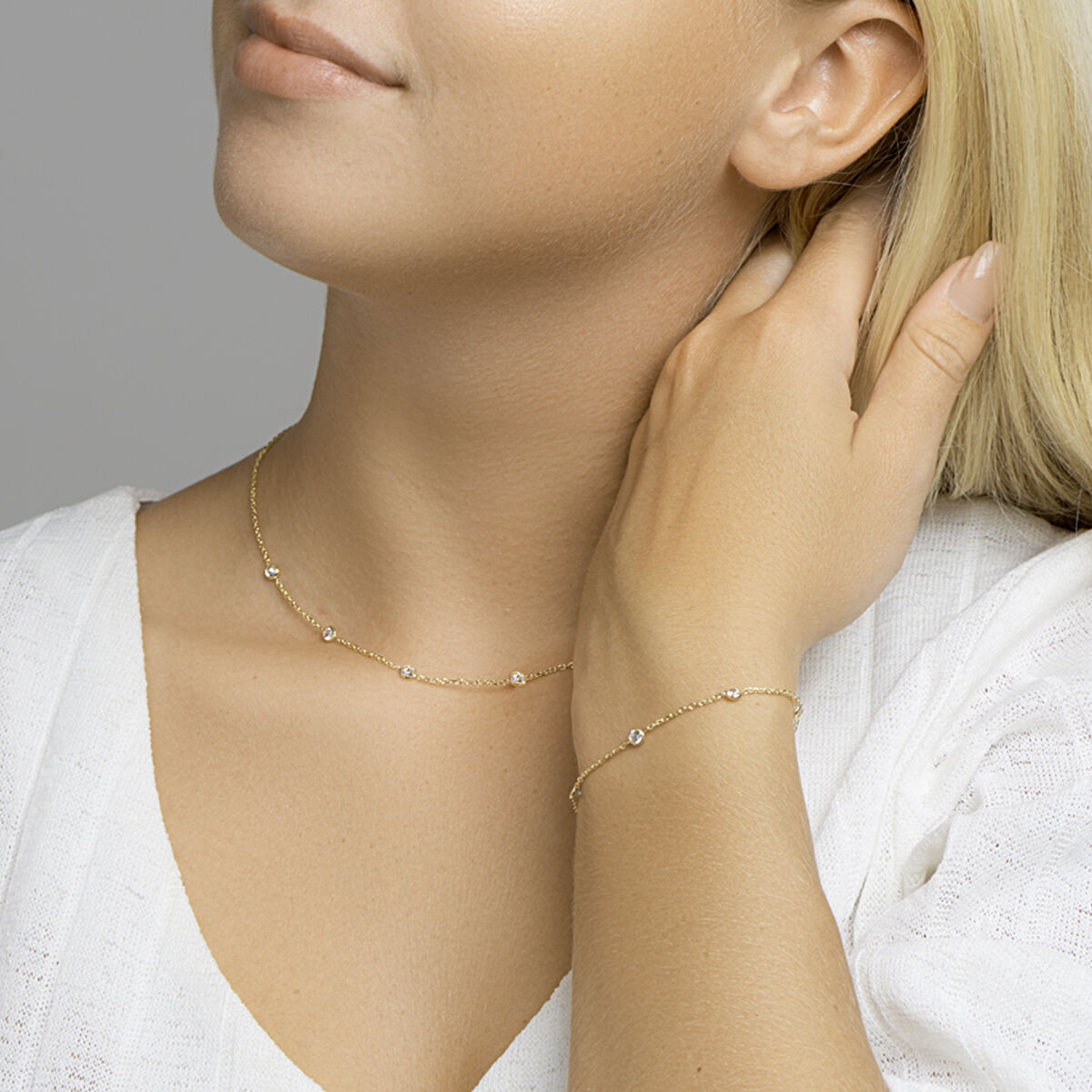 Armband Zirkonia 17 + 2 cm 3 Micron Silber vergoldet (gelb)