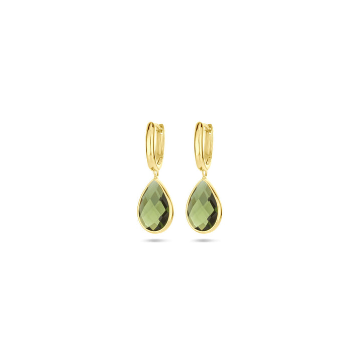 Klappcreolen grün Quarz 26 mm 18K Gelbgold