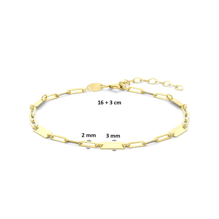Geelgoudkleurige armband met plaatjes – 9k
