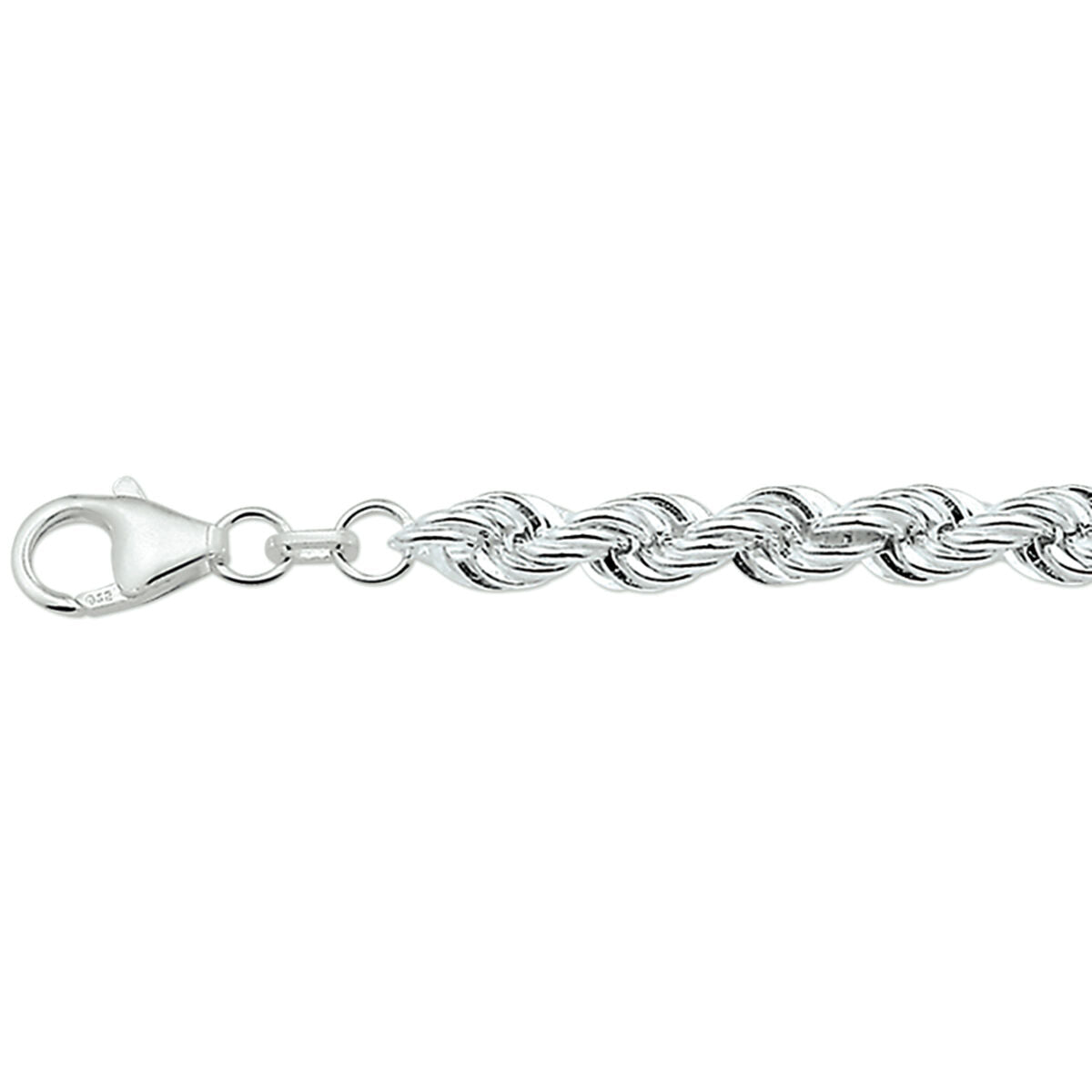 Armbandkordel massiv 5,5 mm 19 cm Silber rhodiniert