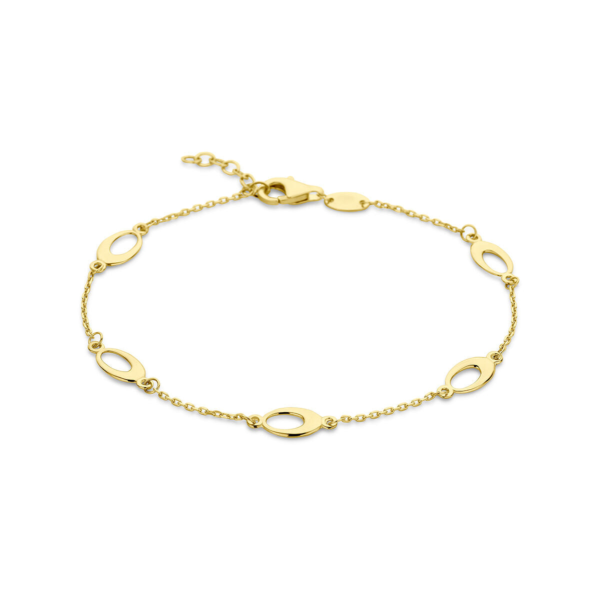 Ovale 14K Goldarmband mit glänzenden Elementen und feiner Gliederkette