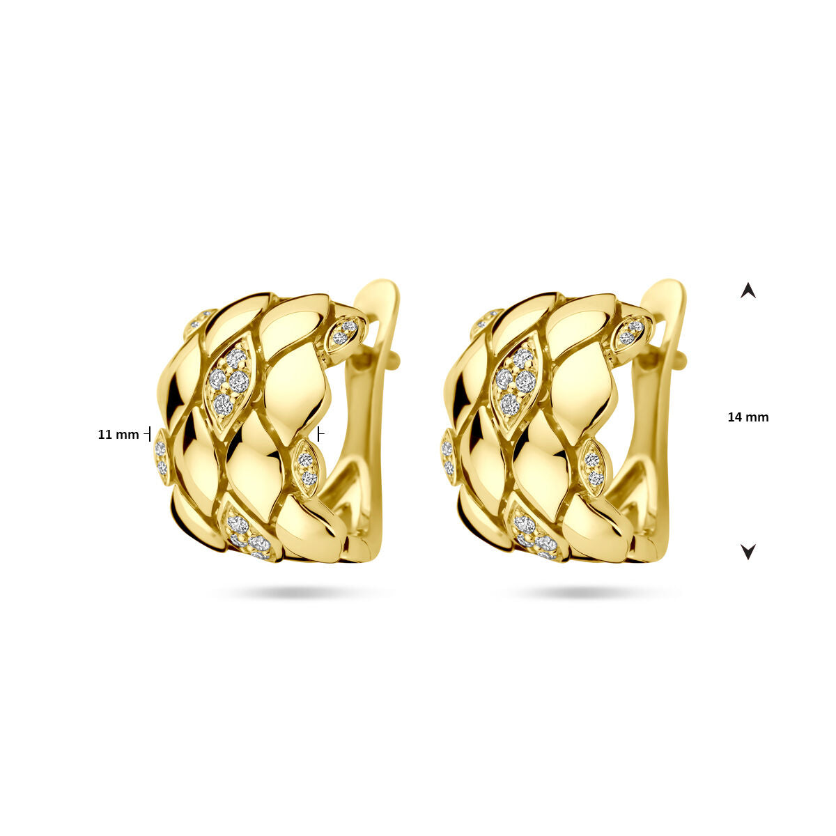 Klappcreolen Diamant 0.16ct (2x 0.08ct) H SI 14 mm 14K Gelbgold