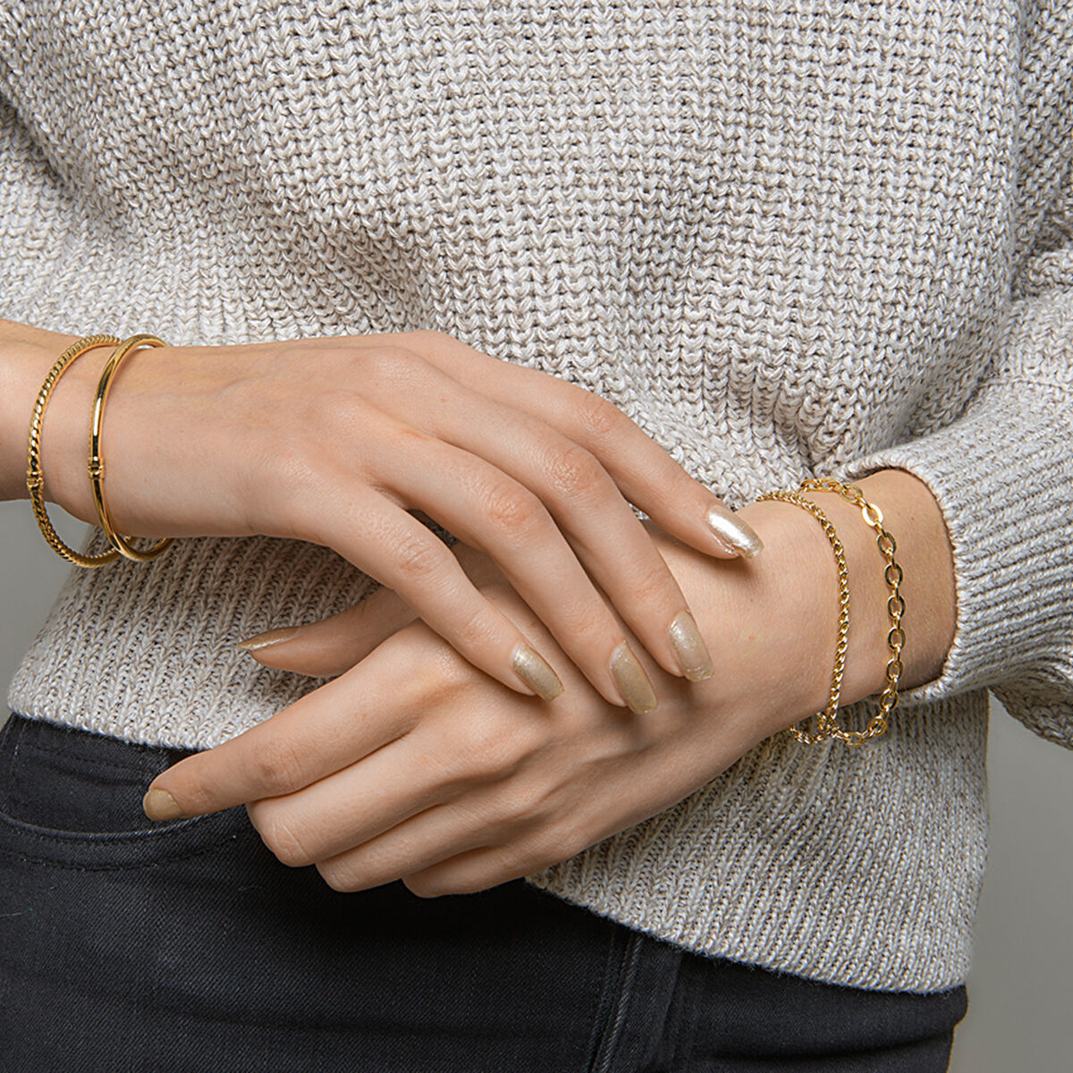 Silberarmband Damen Drahtglieder (Gelbgold mit Silberkern)