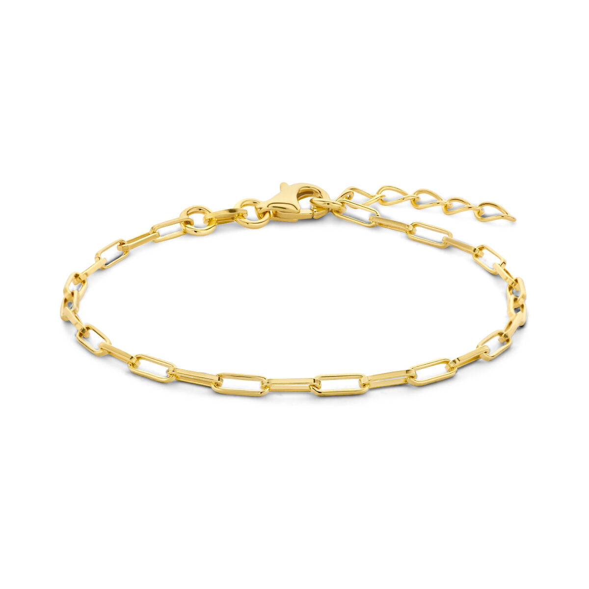 Armband aus vergoldetem Silber mit paperclip Design und quadratischen Rohren, 2,3 mm breit
